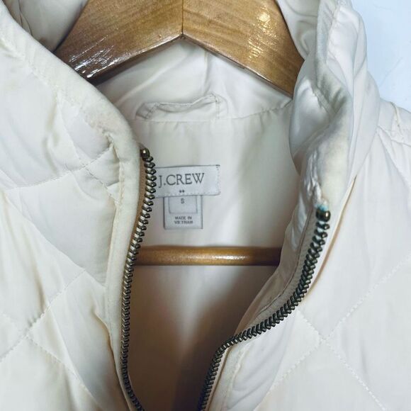 J Crew Quilted Puffer Vest Down‎ Filled Cream Off White S Small Style 92465 - Picture 5 of 8